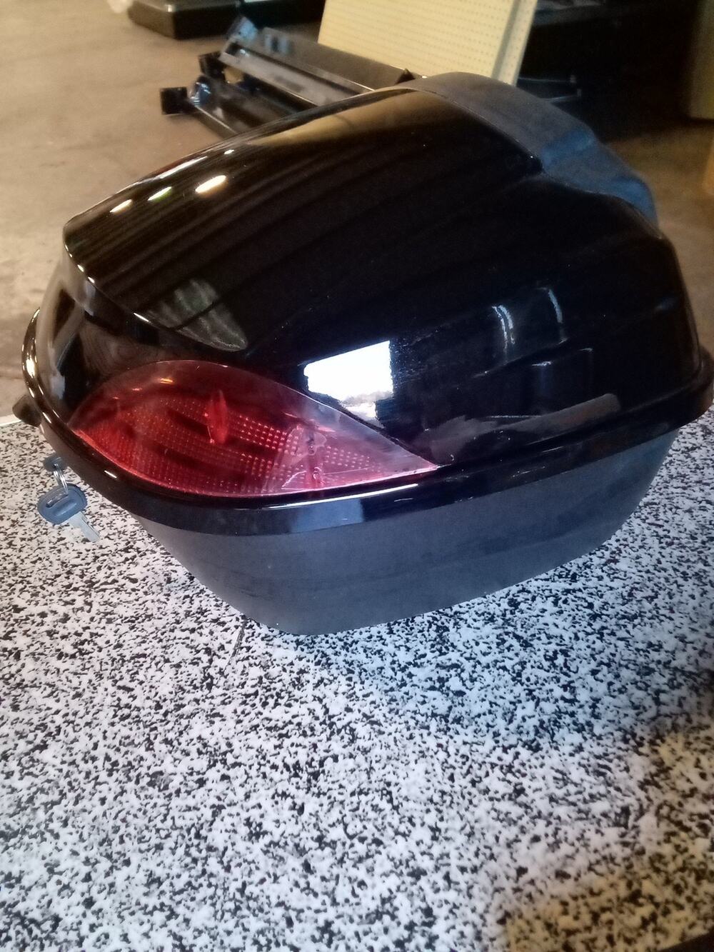 Black Scooter Rear Trunk Tail Box Luggage Case With Reflector & 2 Keys